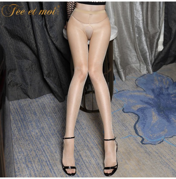 FEE ET MOI Sexy Ultra-Thin Open File Flash Stockings (Skin Color)